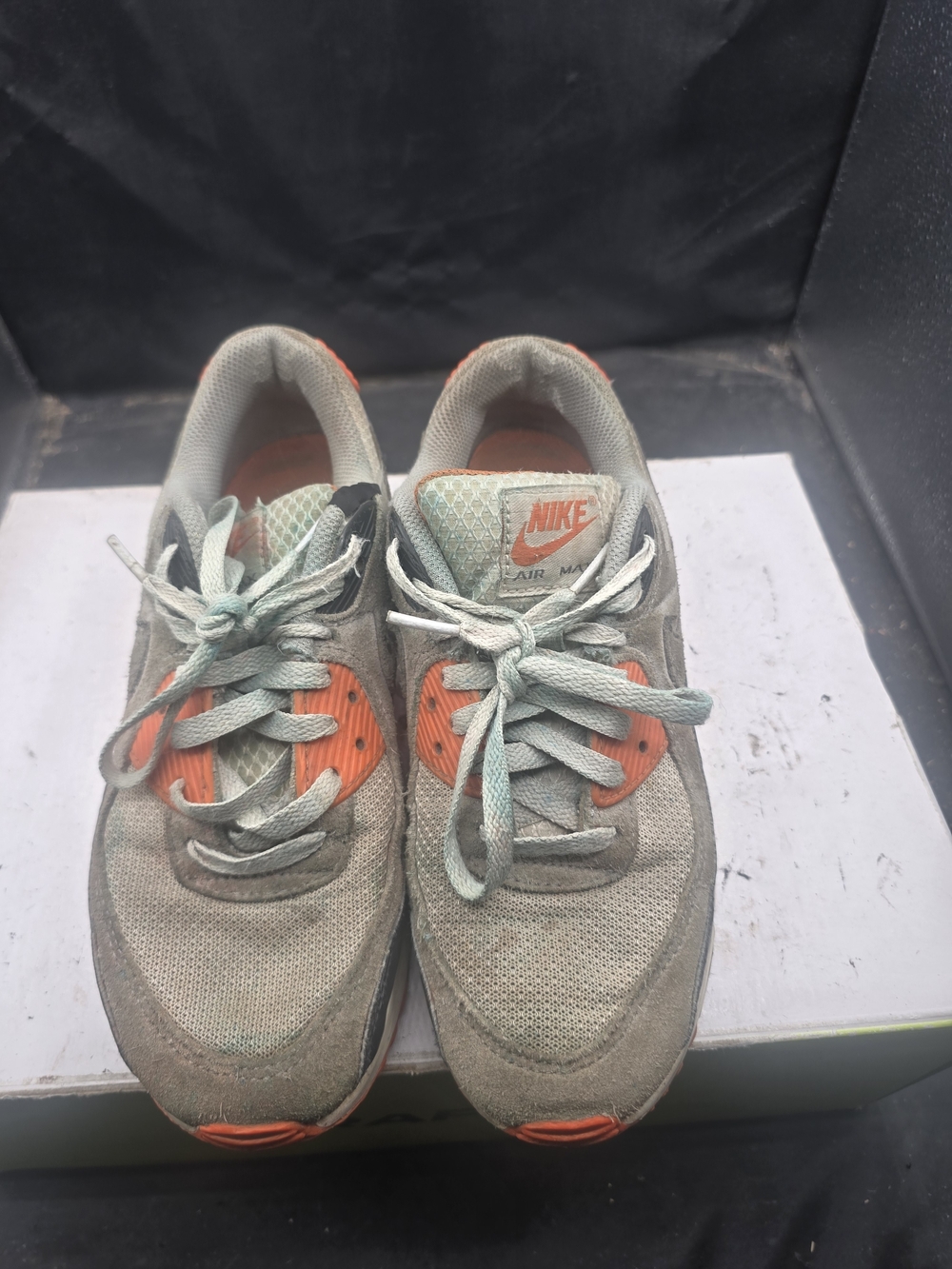 Nike Kids Light Gray and Orange Athletic Sneakers